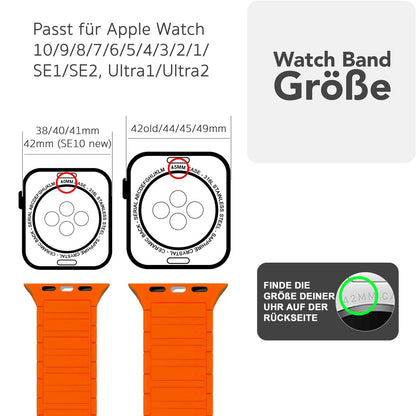 NALIA Nexus Magnet Armband kompatibel mit Apple Watch Armband Series SE/iWatch 10 9 8 7 6 5 4 3 2 1, 38/40/41/42mm, Silikon Loop mit Rillendesign, Sportarmband Magnetisch