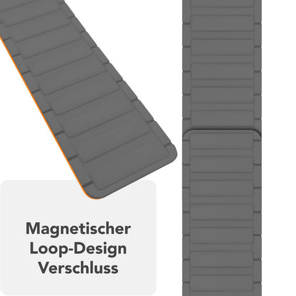 NALIA Nexus Magnet Armband kompatibel mit Apple Watch Armband Series SE/iWatch 10 9 8 7 6 5 4 3 2 1, 38/40/41/42mm, Silikon Loop mit Rillendesign, Sportarmband Magnetisch
