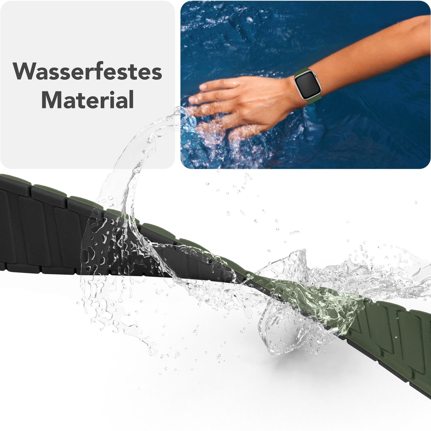 NALIA Nexus Magnet Armband kompatibel mit Apple Watch Armband Series SE/iWatch 10 9 8 7 6 5 4 3 2 1, 38/40/41/42mm, Silikon Loop mit Rillendesign, Sportarmband Magnetisch