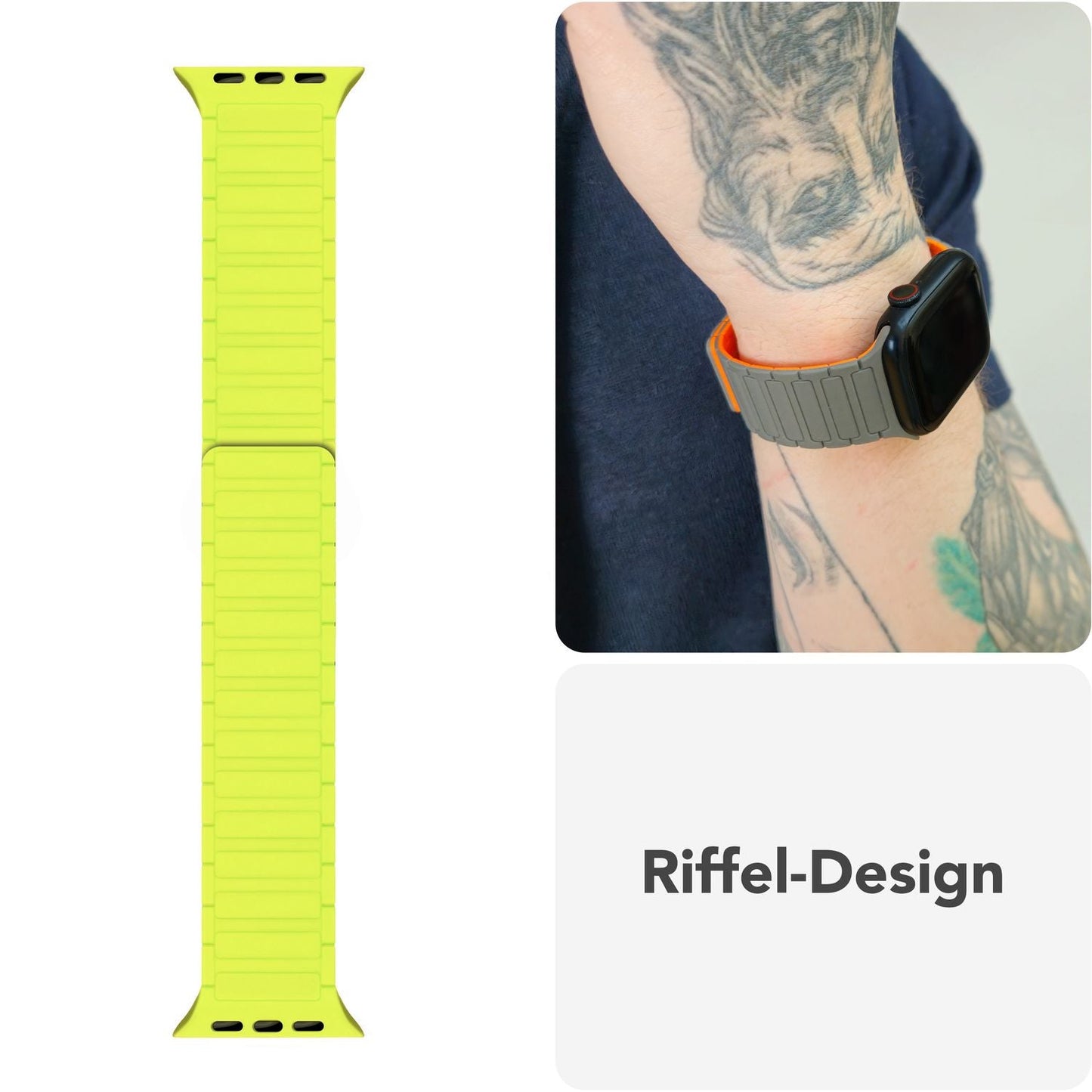 NALIA Nexus Magnet Armband kompatibel mit Apple Watch Armband Series SE/iWatch 10 9 8 7 6 5 4 3 2 1, 38/40/41/42mm, Silikon Loop mit Rillendesign, Sportarmband Magnetisch