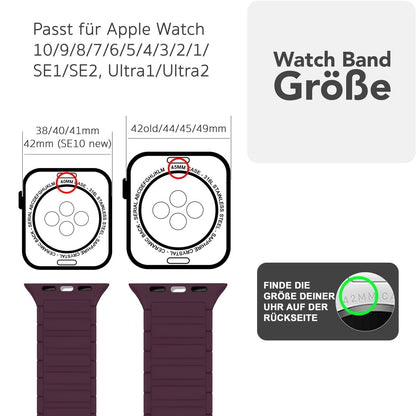 NALIA Nexus Magnet Armband kompatibel mit Apple Watch Armband Series SE/iWatch 10 9 8 7 6 5 4 3 2 1, 38/40/41/42mm, Silikon Loop mit Rillendesign, Sportarmband Magnetisch