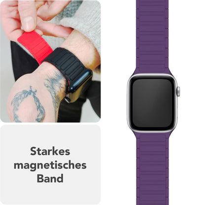 NALIA Nexus Magnet Armband kompatibel mit Apple Watch Armband Series SE/iWatch 10 9 8 7 6 5 4 3 2 1, 38/40/41/42mm, Silikon Loop mit Rillendesign, Sportarmband Magnetisch