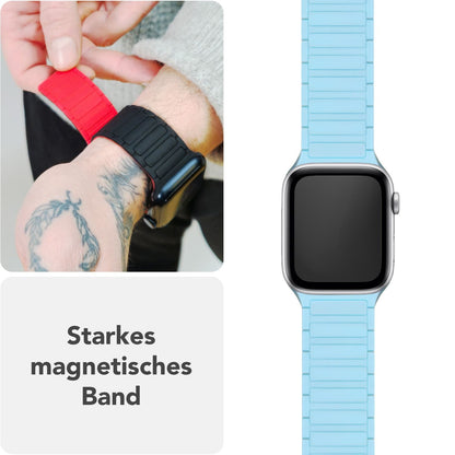 NALIA Nexus Magnet Armband kompatibel mit Apple Watch Armband Series SE/iWatch 10 9 8 7 6 5 4 3 2 1, 38/40/41/42mm, Silikon Loop mit Rillendesign, Sportarmband Magnetisch