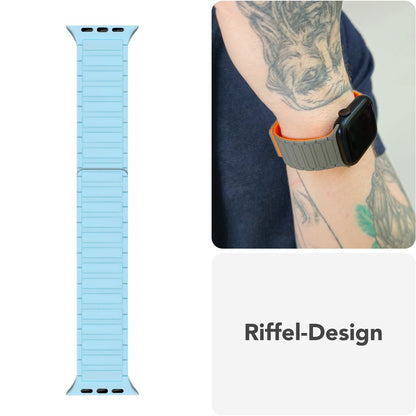 NALIA Nexus Magnet Armband kompatibel mit Apple Watch Armband Series SE/iWatch 10 9 8 7 6 5 4 3 2 1, 38/40/41/42mm, Silikon Loop mit Rillendesign, Sportarmband Magnetisch