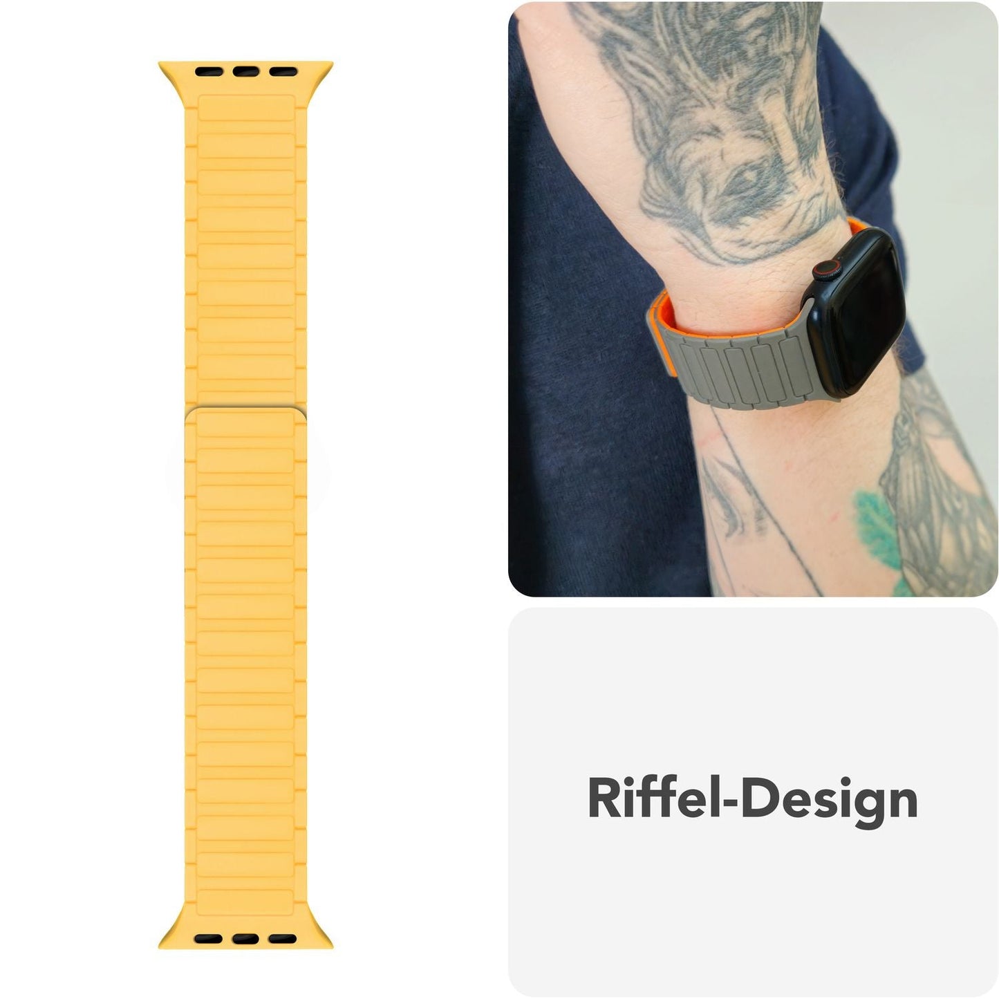 NALIA Nexus Magnet Armband kompatibel mit Apple Watch Armband Series SE/iWatch 10 9 8 7 6 5 4 3 2 1, 38/40/41/42mm, Silikon Loop mit Rillendesign, Sportarmband Magnetisch