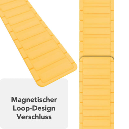 NALIA Nexus Magnet Armband kompatibel mit Apple Watch Armband Series SE/iWatch 10 9 8 7 6 5 4 3 2 1, 38/40/41/42mm, Silikon Loop mit Rillendesign, Sportarmband Magnetisch