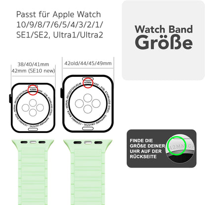 NALIA Nexus Magnet Armband kompatibel mit Apple Watch Armband Series SE/iWatch 10 9 8 7 6 5 4 3 2 1, 38/40/41/42mm, Silikon Loop mit Rillendesign, Sportarmband Magnetisch