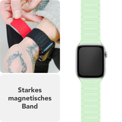 NALIA Nexus Magnet Armband kompatibel mit Apple Watch Armband Series SE/iWatch 10 9 8 7 6 5 4 3 2 1, 38/40/41/42mm, Silikon Loop mit Rillendesign, Sportarmband Magnetisch