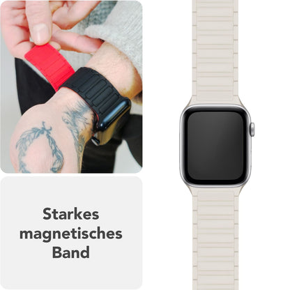 NALIA Nexus Magnet Armband kompatibel mit Apple Watch Armband Series SE/iWatch 10 9 8 7 6 5 4 3 2 1, 38/40/41/42mm, Silikon Loop mit Rillendesign, Sportarmband Magnetisch