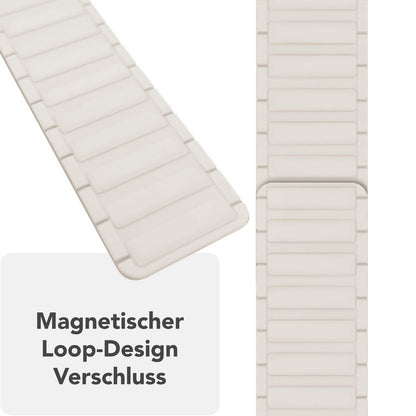NALIA Nexus Magnet Armband kompatibel mit Apple Watch Armband Series SE/iWatch 10 9 8 7 6 5 4 3 2 1, 38/40/41/42mm, Silikon Loop mit Rillendesign, Sportarmband Magnetisch