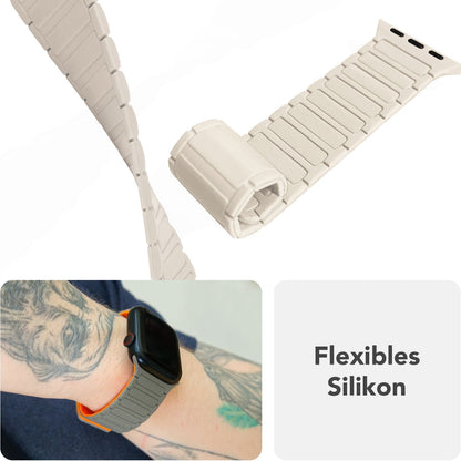 NALIA Nexus Magnet Armband kompatibel mit Apple Watch Armband Series SE/iWatch 10 9 8 7 6 5 4 3 2 1, 38/40/41/42mm, Silikon Loop mit Rillendesign, Sportarmband Magnetisch
