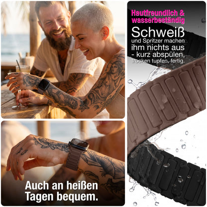 NALIA Nexus Magnet Armband kompatibel mit Apple Watch Armband Series SE/iWatch 10 9 8 7 6 5 4 3 2 1, 38/40/41/42mm, Silikon Loop mit Rillendesign, Sportarmband Magnetisch NALIA Berlin