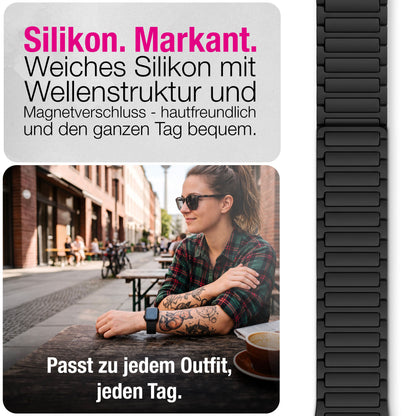 NALIA Nexus Magnet Armband kompatibel mit Apple Watch Armband Series SE/iWatch 10 9 8 7 6 5 4 3 2 1, 38/40/41/42mm, Silikon Loop mit Rillendesign, Sportarmband Magnetisch NALIA Berlin