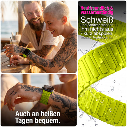 NALIA Nexus Magnet Armband kompatibel mit Apple Watch Armband Series SE/iWatch 10 9 8 7 6 5 4 3 2 1, 38/40/41/42mm, Silikon Loop mit Rillendesign, Sportarmband Magnetisch NALIA Berlin