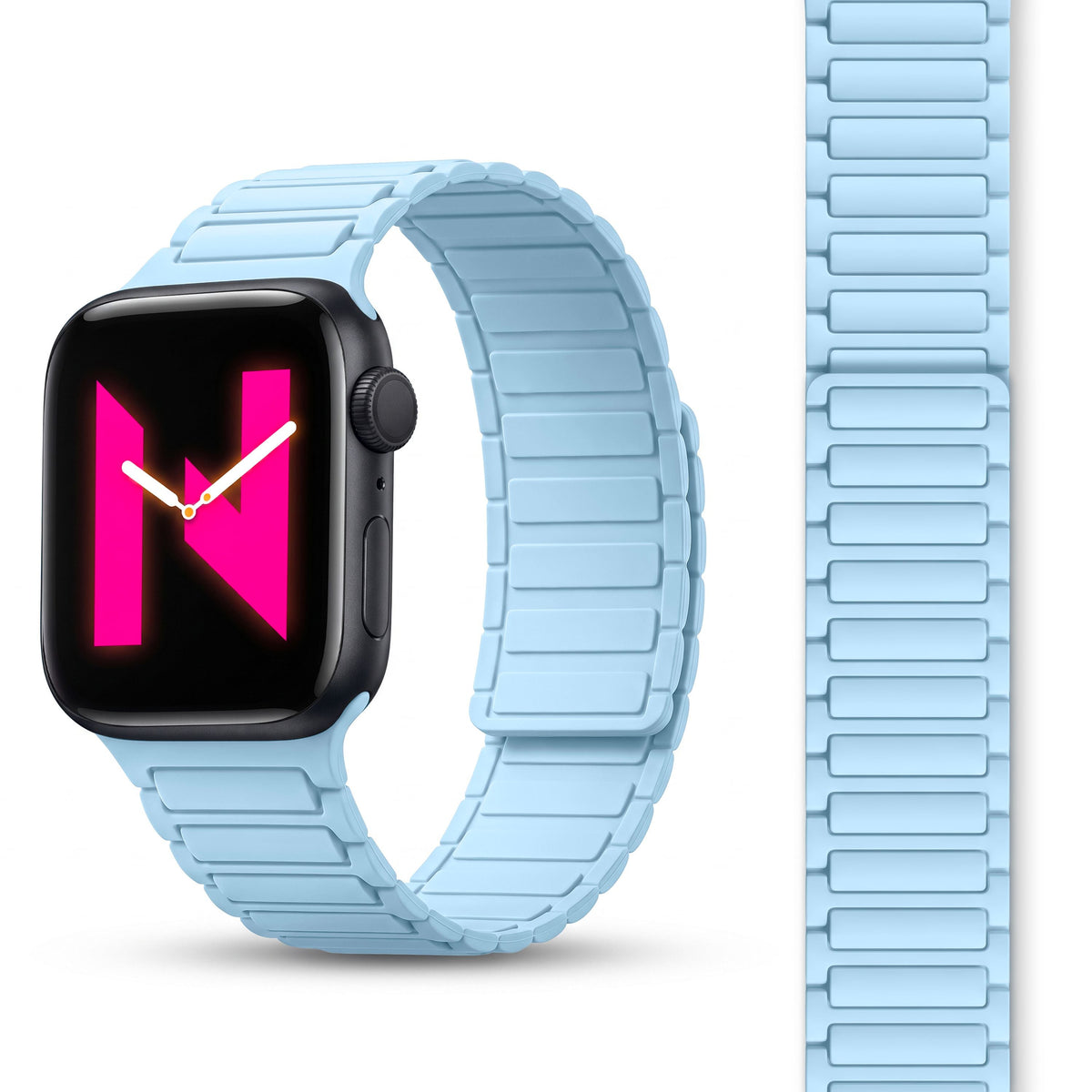 NALIA Nexus Magnet Armband kompatibel mit Apple Watch Armband Series SE/iWatch 10 9 8 7 6 5 4 3 2 1, 38/40/41/42mm, Silikon Loop mit Rillendesign, Sportarmband Magnetisch NALIA Berlin