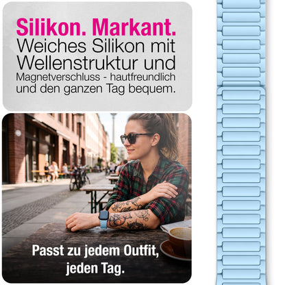 NALIA Nexus Magnet Armband kompatibel mit Apple Watch Armband Series SE/iWatch 10 9 8 7 6 5 4 3 2 1, 38/40/41/42mm, Silikon Loop mit Rillendesign, Sportarmband Magnetisch NALIA Berlin