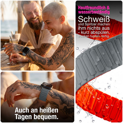 NALIA Nexus Magnet Armband kompatibel mit Apple Watch Armband Series SE/iWatch 10 9 8 7 6 5 4 3 2 1, 38/40/41/42mm, Silikon Loop mit Rillendesign, Sportarmband Magnetisch NALIA Berlin