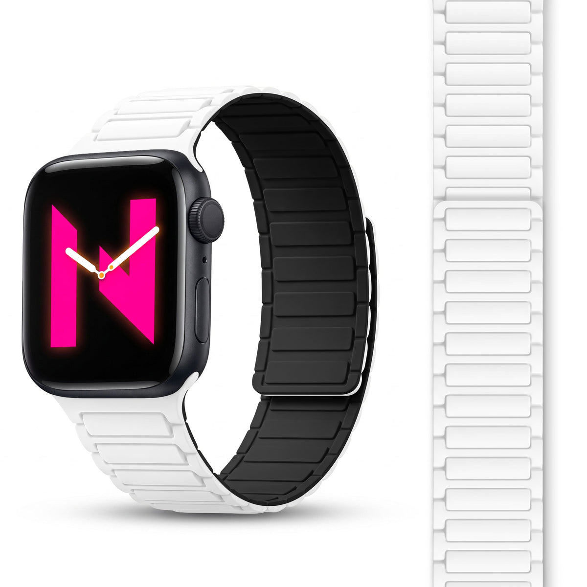 NALIA Nexus Magnet Armband kompatibel mit Apple Watch Armband Series SE/iWatch 10 9 8 7 6 5 4 3 2 1, 38/40/41/42mm, Silikon Loop mit Rillendesign, Sportarmband Magnetisch NALIA Berlin