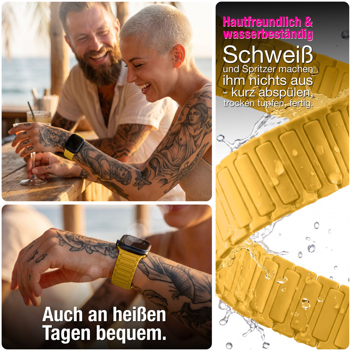 NALIA Nexus Magnet Armband kompatibel mit Apple Watch Armband Series SE/iWatch 10 9 8 7 6 5 4 3 2 1, 38/40/41/42mm, Silikon Loop mit Rillendesign, Sportarmband Magnetisch NALIA Berlin