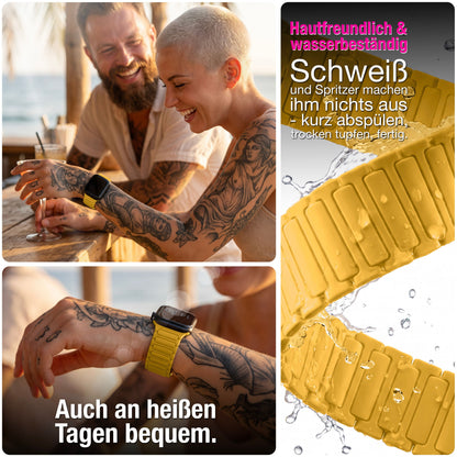 NALIA Nexus Magnet Armband kompatibel mit Apple Watch Armband Series SE/iWatch 10 9 8 7 6 5 4 3 2 1, 38/40/41/42mm, Silikon Loop mit Rillendesign, Sportarmband Magnetisch NALIA Berlin