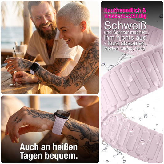 NALIA Nexus Magnet Armband kompatibel mit Apple Watch Armband Series SE/iWatch 10 9 8 7 6 5 4 3 2 1, 38/40/41/42mm, Silikon Loop mit Rillendesign, Sportarmband Magnetisch NALIA Berlin