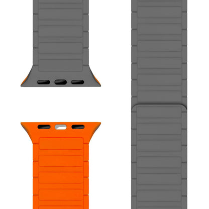 NALIA Nexus Magnet Armband kompatibel mit Apple Watch Armband Series Ultra/SE 10 9 8 7 6 5 4 3 2 1, 42/44/45/46/49mm, Silikon Loop mit Rillendesign, Sportarmband