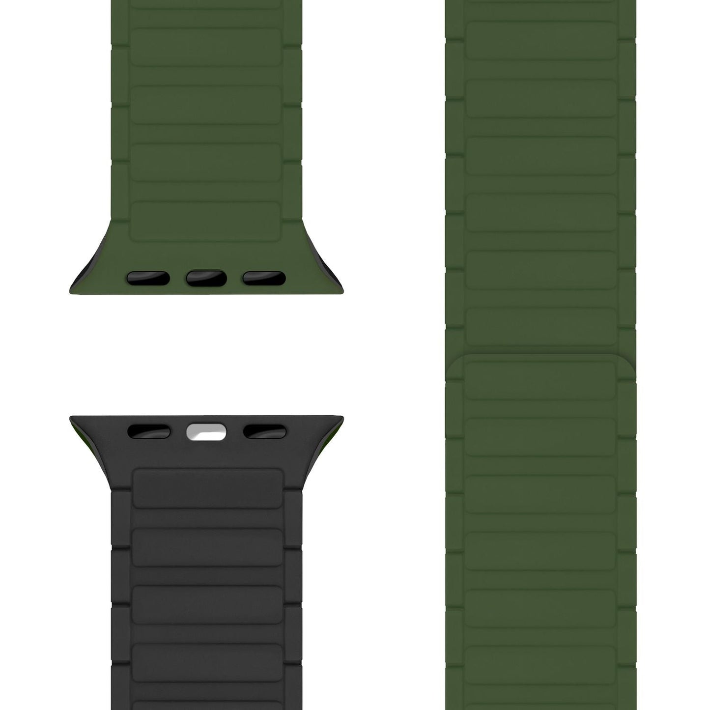 NALIA Nexus Magnet Armband kompatibel mit Apple Watch Armband Series Ultra/SE 10 9 8 7 6 5 4 3 2 1, 42/44/45/46/49mm, Silikon Loop mit Rillendesign, Sportarmband