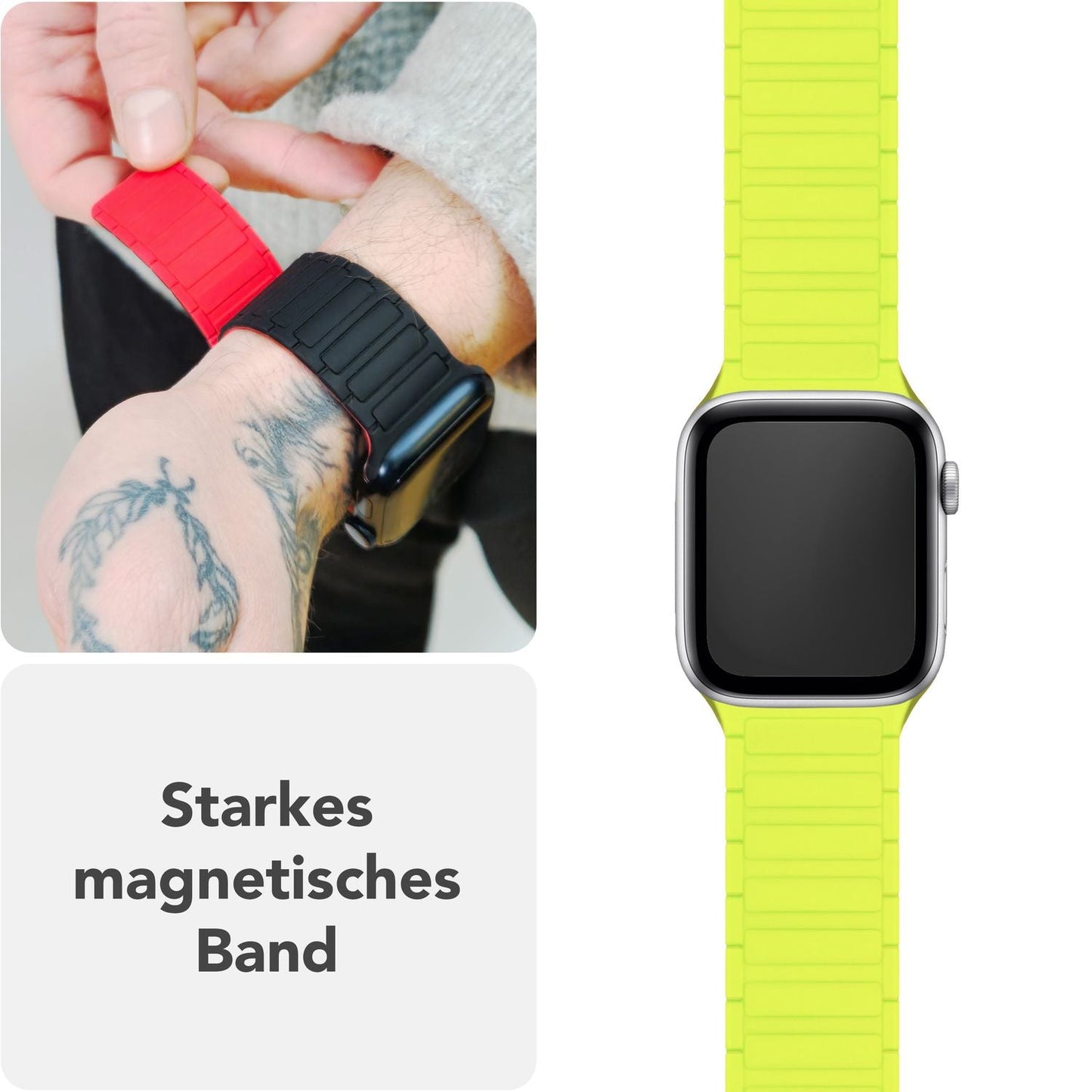 NALIA Nexus Magnet Armband kompatibel mit Apple Watch Armband Series Ultra/SE 10 9 8 7 6 5 4 3 2 1, 42/44/45/46/49mm, Silikon Loop mit Rillendesign, Sportarmband