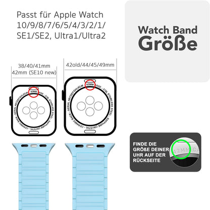 NALIA Nexus Magnet Armband kompatibel mit Apple Watch Armband Series Ultra/SE 10 9 8 7 6 5 4 3 2 1, 42/44/45/46/49mm, Silikon Loop mit Rillendesign, Sportarmband