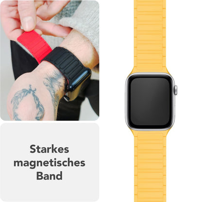 NALIA Nexus Magnet Armband kompatibel mit Apple Watch Armband Series Ultra/SE 10 9 8 7 6 5 4 3 2 1, 42/44/45/46/49mm, Silikon Loop mit Rillendesign, Sportarmband