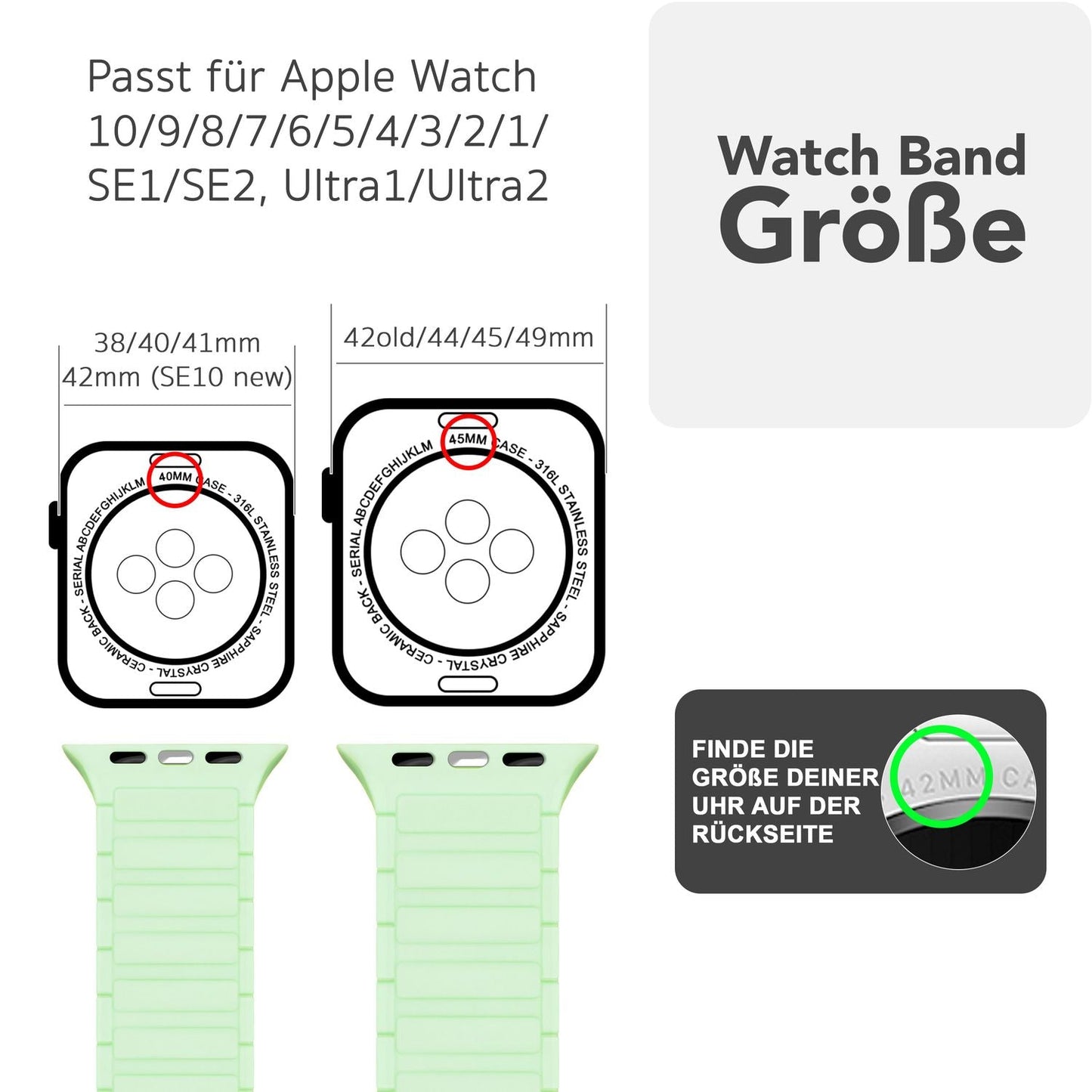NALIA Nexus Magnet Armband kompatibel mit Apple Watch Armband Series Ultra/SE 10 9 8 7 6 5 4 3 2 1, 42/44/45/46/49mm, Silikon Loop mit Rillendesign, Sportarmband