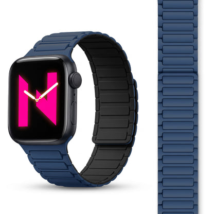 NALIA Nexus Magnet Armband kompatibel mit Apple Watch Armband Series Ultra/SE 10 9 8 7 6 5 4 3 2 1, 42/44/45/46/49mm, Silikon Loop mit Rillendesign, Sportarmband NALIA Berlin