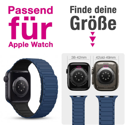 NALIA Nexus Magnet Armband kompatibel mit Apple Watch Armband Series Ultra/SE 10 9 8 7 6 5 4 3 2 1, 42/44/45/46/49mm, Silikon Loop mit Rillendesign, Sportarmband NALIA Berlin