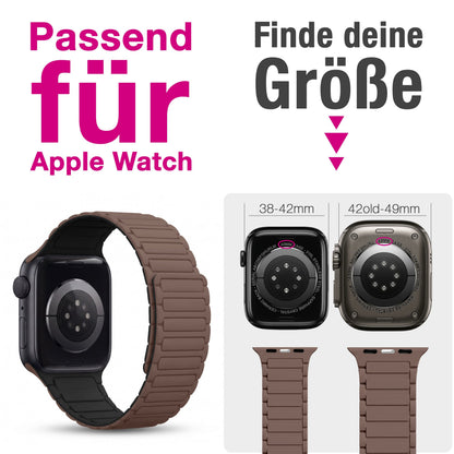 NALIA Nexus Magnet Armband kompatibel mit Apple Watch Armband Series Ultra/SE 10 9 8 7 6 5 4 3 2 1, 42/44/45/46/49mm, Silikon Loop mit Rillendesign, Sportarmband NALIA Berlin
