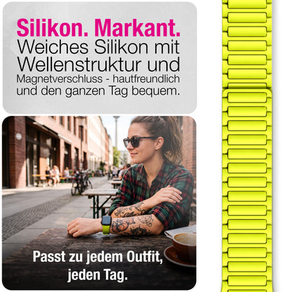 NALIA Nexus Magnet Armband kompatibel mit Apple Watch Armband Series Ultra/SE 10 9 8 7 6 5 4 3 2 1, 42/44/45/46/49mm, Silikon Loop mit Rillendesign, Sportarmband NALIA Berlin