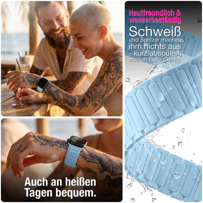 NALIA Nexus Magnet Armband kompatibel mit Apple Watch Armband Series Ultra/SE 10 9 8 7 6 5 4 3 2 1, 42/44/45/46/49mm, Silikon Loop mit Rillendesign, Sportarmband NALIA Berlin
