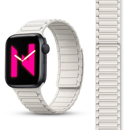 NALIA Nexus Magnet Armband kompatibel mit Apple Watch Armband Series Ultra/SE 10 9 8 7 6 5 4 3 2 1, 42/44/45/46/49mm, Silikon Loop mit Rillendesign, Sportarmband NALIA Berlin