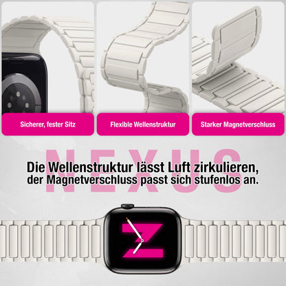 NALIA Nexus Magnet Armband kompatibel mit Apple Watch Armband Series Ultra/SE 10 9 8 7 6 5 4 3 2 1, 42/44/45/46/49mm, Silikon Loop mit Rillendesign, Sportarmband NALIA Berlin