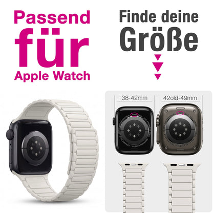NALIA Nexus Magnet Armband kompatibel mit Apple Watch Armband Series Ultra/SE 10 9 8 7 6 5 4 3 2 1, 42/44/45/46/49mm, Silikon Loop mit Rillendesign, Sportarmband NALIA Berlin
