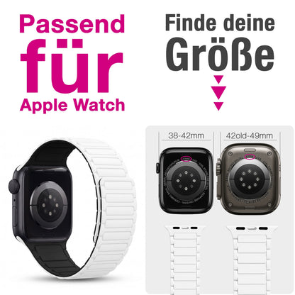 NALIA Nexus Magnet Armband kompatibel mit Apple Watch Armband Series Ultra/SE 10 9 8 7 6 5 4 3 2 1, 42/44/45/46/49mm, Silikon Loop mit Rillendesign, Sportarmband NALIA Berlin