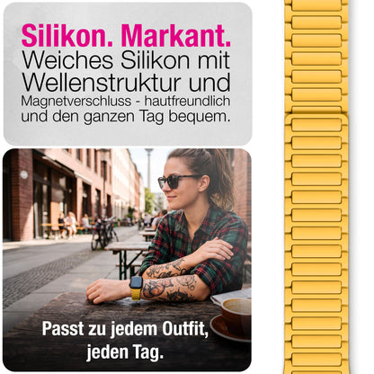 NALIA Nexus Magnet Armband kompatibel mit Apple Watch Armband Series Ultra/SE 10 9 8 7 6 5 4 3 2 1, 42/44/45/46/49mm, Silikon Loop mit Rillendesign, Sportarmband NALIA Berlin