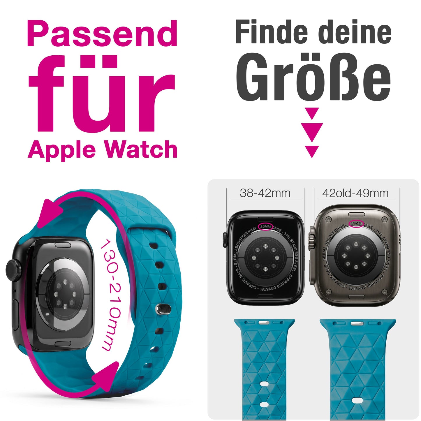 NALIA Hexion Armband kompatibel mit Apple Watch Armband Series SE/iWatch 10 9 8 7 6 5 4 3 2 1, 38/40/41/42mm, Silikon Loop mit Hexagon Design, Sportarmband Steck-Pin-Verschluss