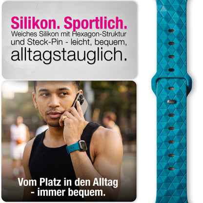 NALIA Hexion Armband kompatibel mit Apple Watch Armband Series SE/iWatch 10 9 8 7 6 5 4 3 2 1, 38/40/41/42mm, Silikon Loop mit Hexagon Design, Sportarmband Steck-Pin-Verschluss