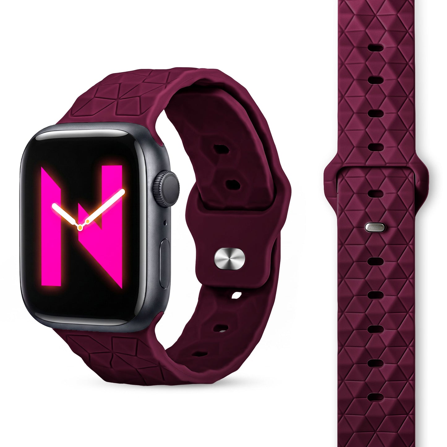NALIA Hexion Armband kompatibel mit Apple Watch Armband Series SE/iWatch 10 9 8 7 6 5 4 3 2 1, 38/40/41/42mm, Silikon Loop mit Hexagon Design, Sportarmband Steck-Pin-Verschluss