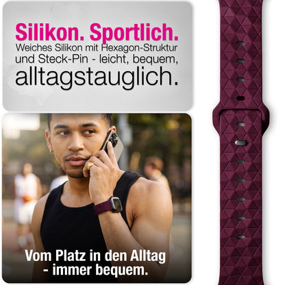 NALIA Hexion Armband kompatibel mit Apple Watch Armband Series SE/iWatch 10 9 8 7 6 5 4 3 2 1, 38/40/41/42mm, Silikon Loop mit Hexagon Design, Sportarmband Steck-Pin-Verschluss