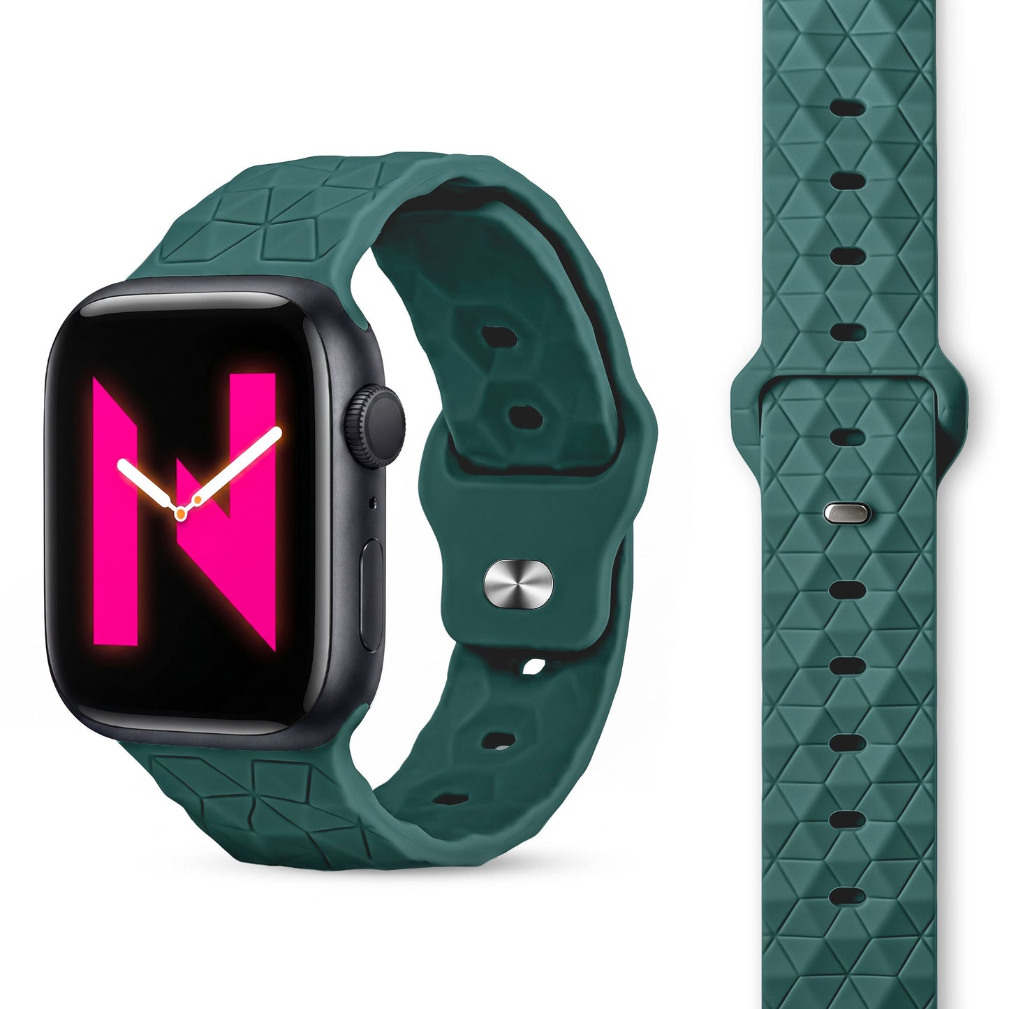 NALIA Hexion Armband kompatibel mit Apple Watch Armband Series SE/iWatch 10 9 8 7 6 5 4 3 2 1, 38/40/41/42mm, Silikon Loop mit Hexagon Design, Sportarmband Steck-Pin-Verschluss