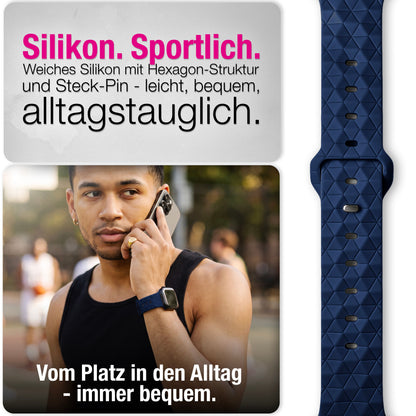NALIA Hexion Armband kompatibel mit Apple Watch Armband Series SE/iWatch 10 9 8 7 6 5 4 3 2 1, 38/40/41/42mm, Silikon Loop mit Hexagon Design, Sportarmband Steck-Pin-Verschluss