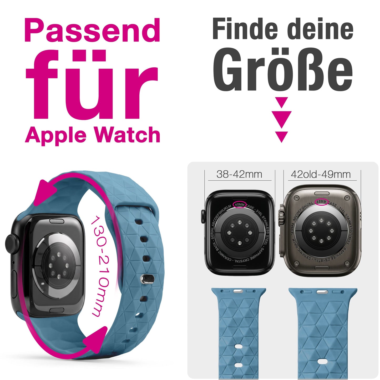 NALIA Hexion Armband kompatibel mit Apple Watch Armband Series SE/iWatch 10 9 8 7 6 5 4 3 2 1, 38/40/41/42mm, Silikon Loop mit Hexagon Design, Sportarmband Steck-Pin-Verschluss