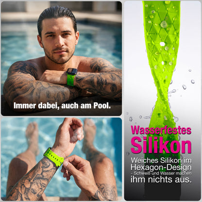 NALIA Hexion Armband kompatibel mit Apple Watch Armband Series SE/iWatch 10 9 8 7 6 5 4 3 2 1, 38/40/41/42mm, Silikon Loop mit Hexagon Design, Sportarmband Steck-Pin-Verschluss