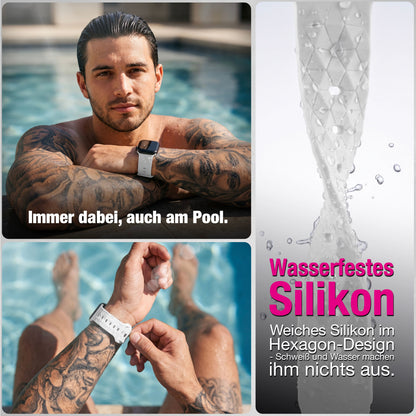 NALIA Hexion Armband kompatibel mit Apple Watch Armband Series SE/iWatch 10 9 8 7 6 5 4 3 2 1, 38/40/41/42mm, Silikon Loop mit Hexagon Design, Sportarmband Steck-Pin-Verschluss